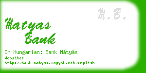 matyas bank business card