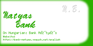 matyas bank business card